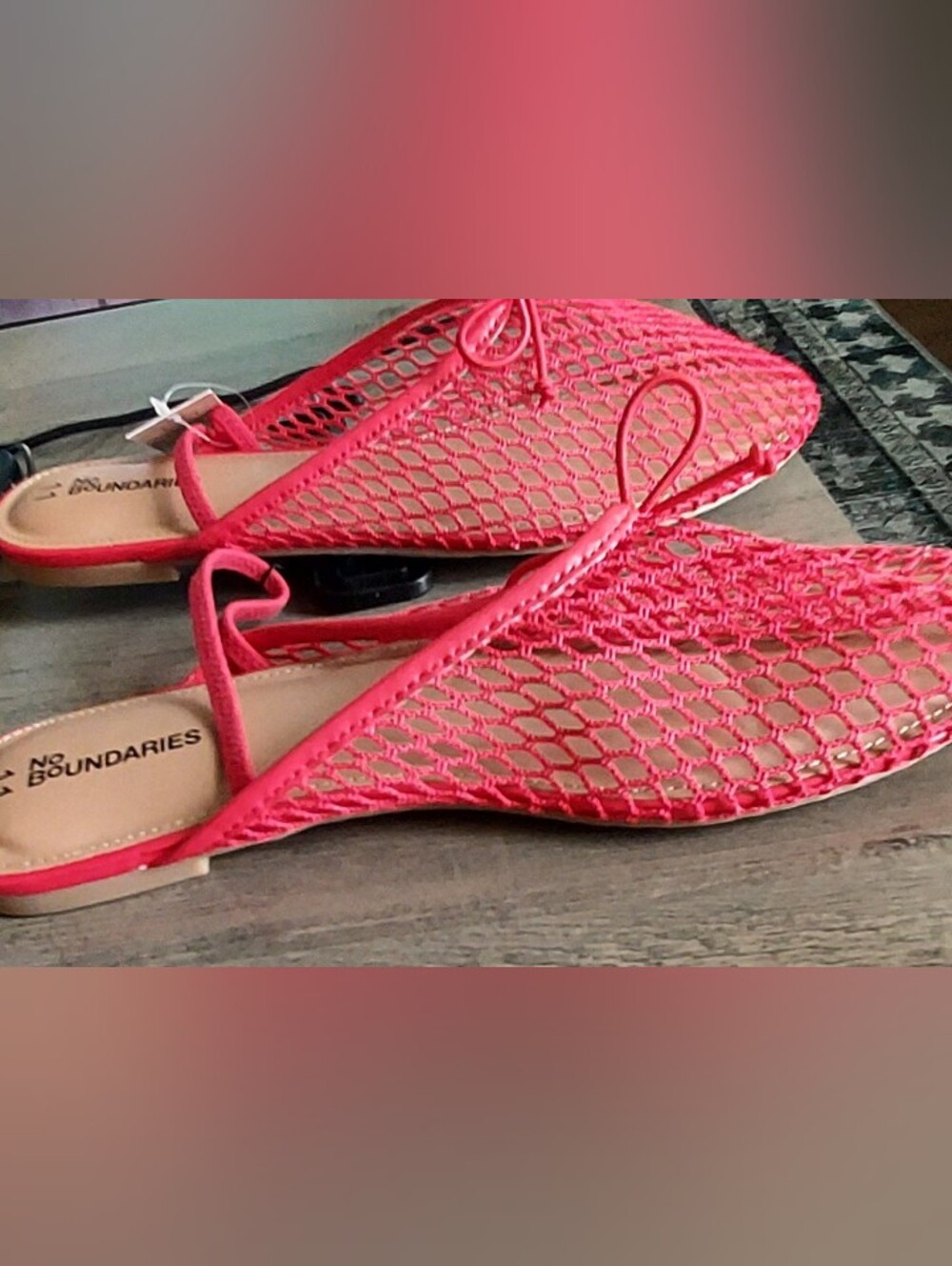 No Boundaries Red Mesh Backless Ballet Slide Flats Size 11 Memory Foam New